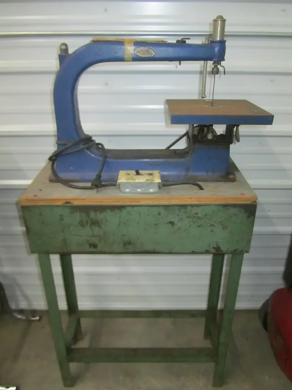 Dunlap Blue Cast Iron Scroll Saw w/Stand