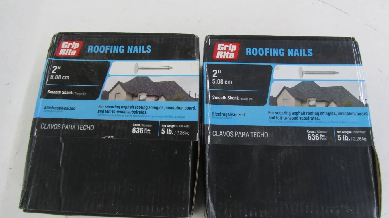(2) Boxes Of Grip Rite 2" Smooth Shank Roofing Nails