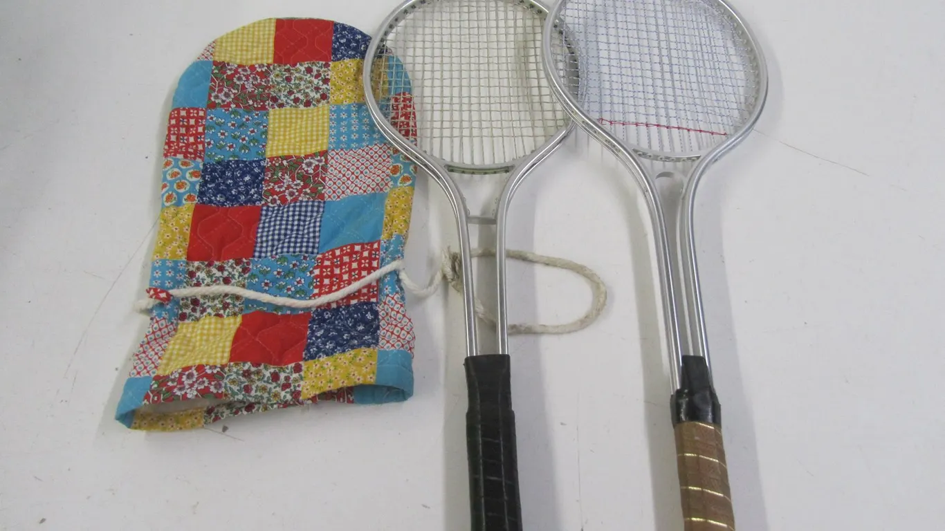 (2) Vintage Tennis Rackets w/Quilt Cover