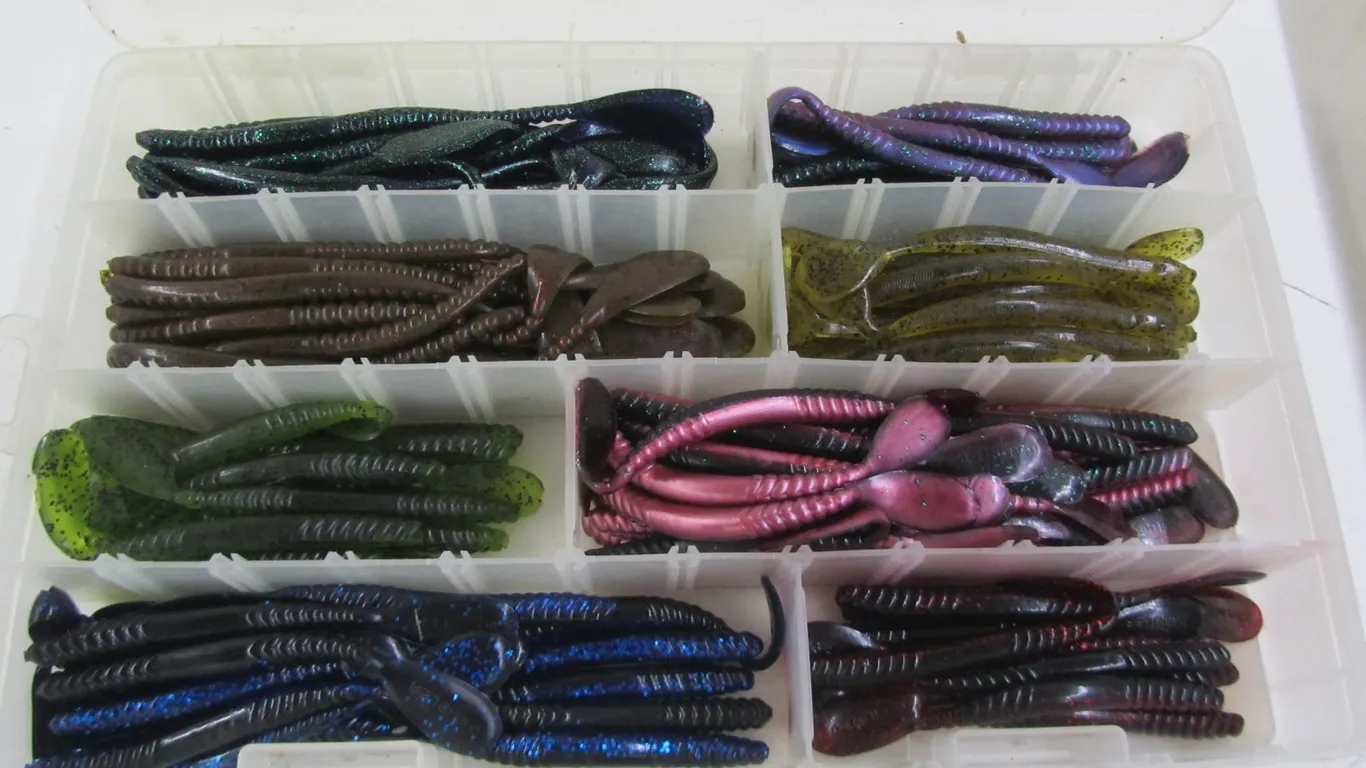 Gander Mountain Tackle Organizer Full Of Assorted Plastic Baits
