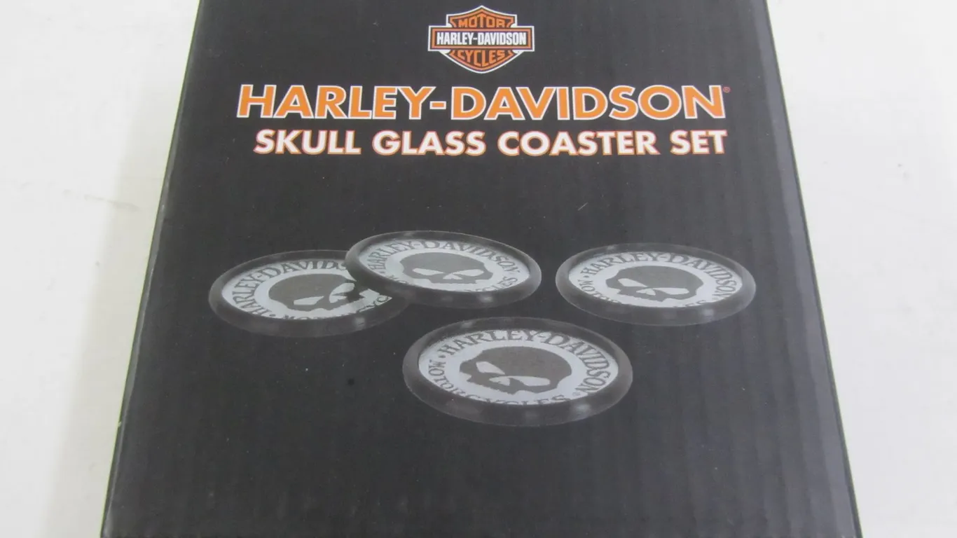 Harley-Davidson Skull Glass Coaster Set