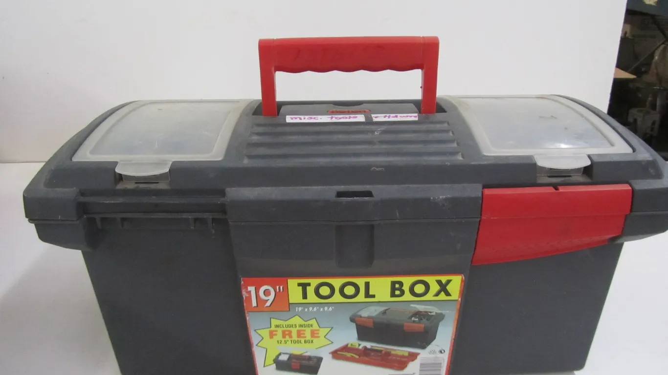 Tool Box w/Assorted Tools And Hardware