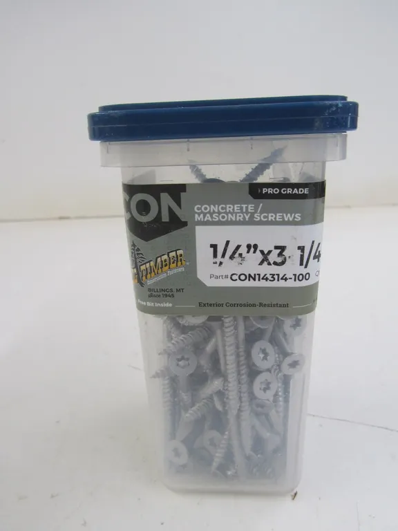 Box Of Big Timber 1/4" x 3-1/4" Concrete/Masonry Screws