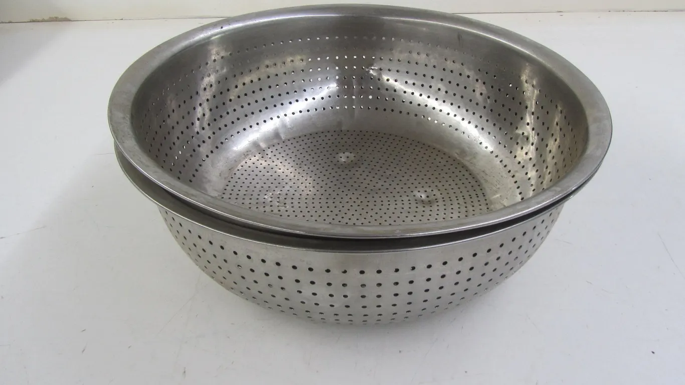 (2) Large Stainless Steel Strainers