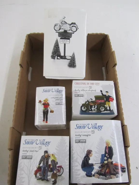 (5) Department 56 Harley-Davidson Collectibles
