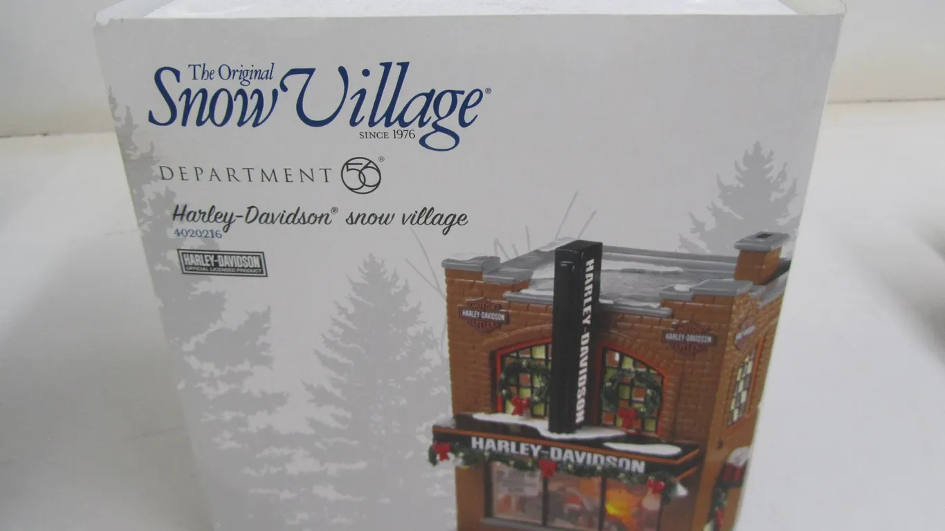 Department 56 Snow Village Harley-Davidson Snow Village Lighted Ceramic Building