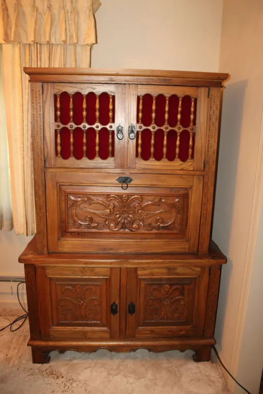 Bird & Floral Carved Cabinet
