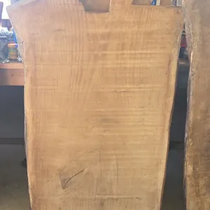 Large 3-in thick white oak live edge River table slab