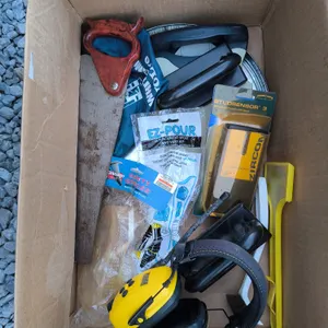 Hand Tools Lot: Safety Googles, Hand Saw, Stud & Joint Locator & More