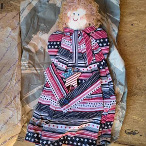 Primitive-Style Americana Folk Artt Hanging Doll