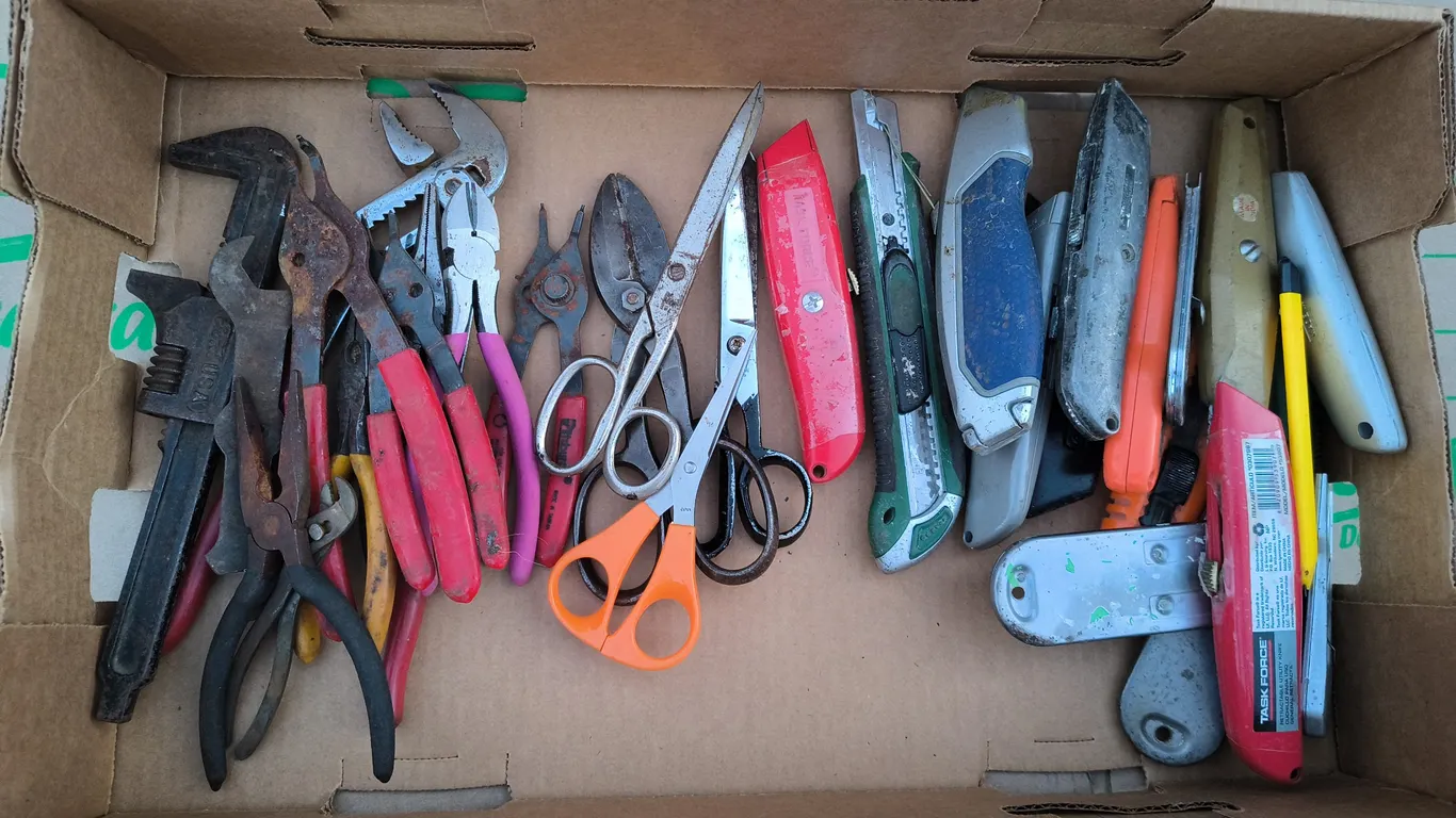 Various Tools Lot: Cutters, Scissors, Pliers