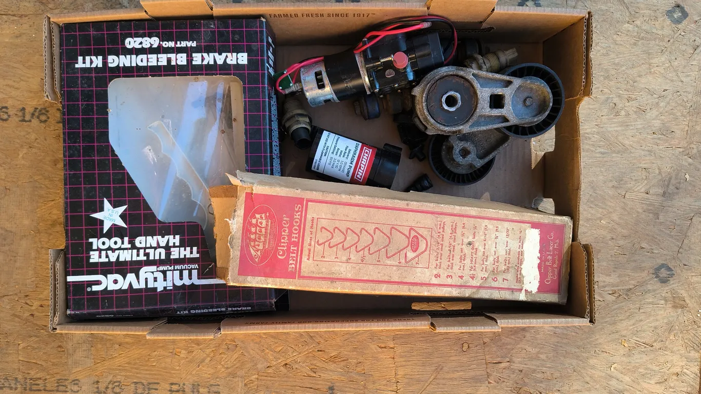 Auto Parts Lot: Brake Bleeding Kit, Belt Hooks & More
