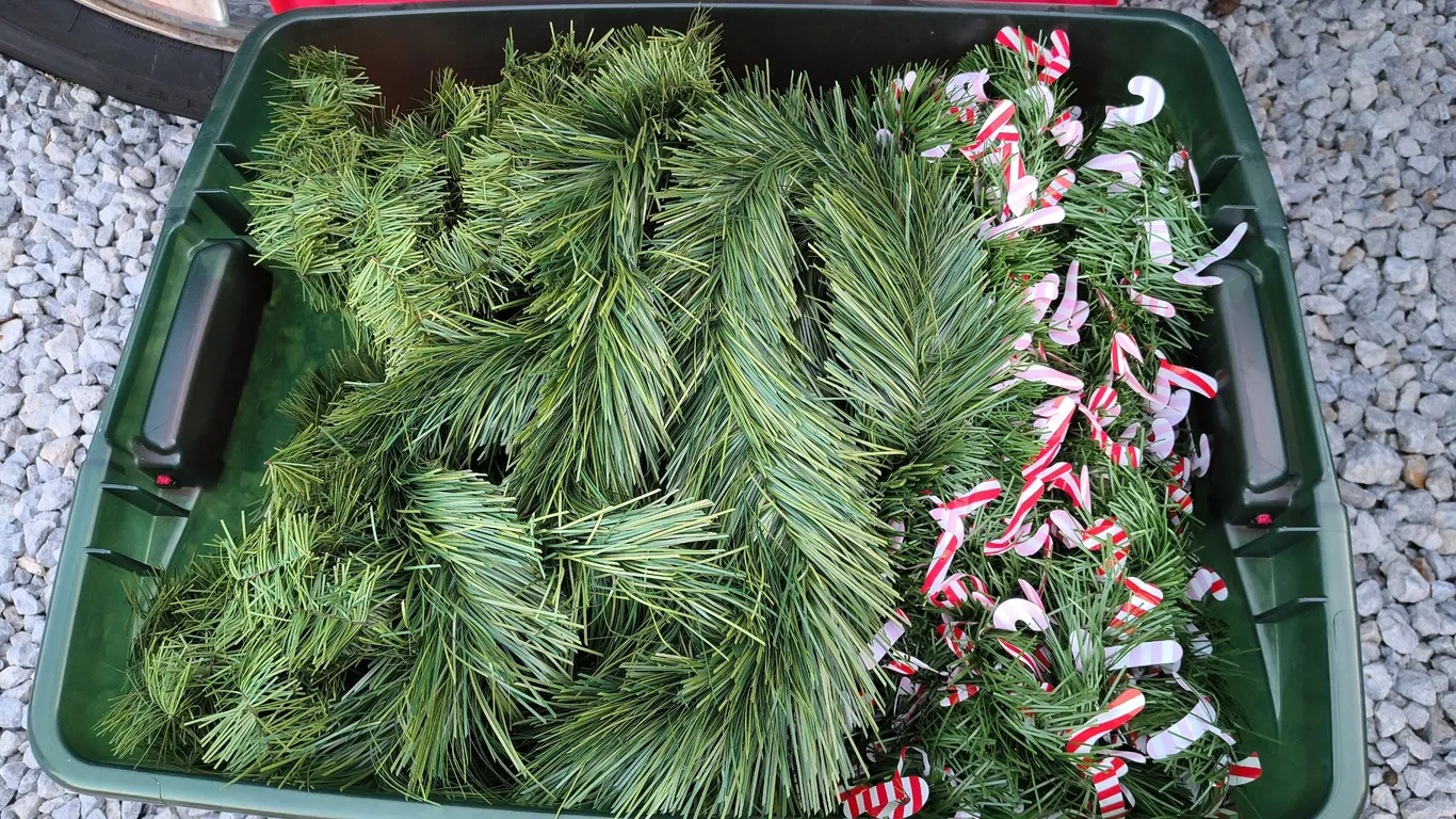 Christmas Garlands With Storage Bin Lot