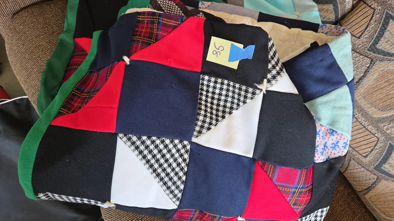 Primitive style full size patchwork quilt