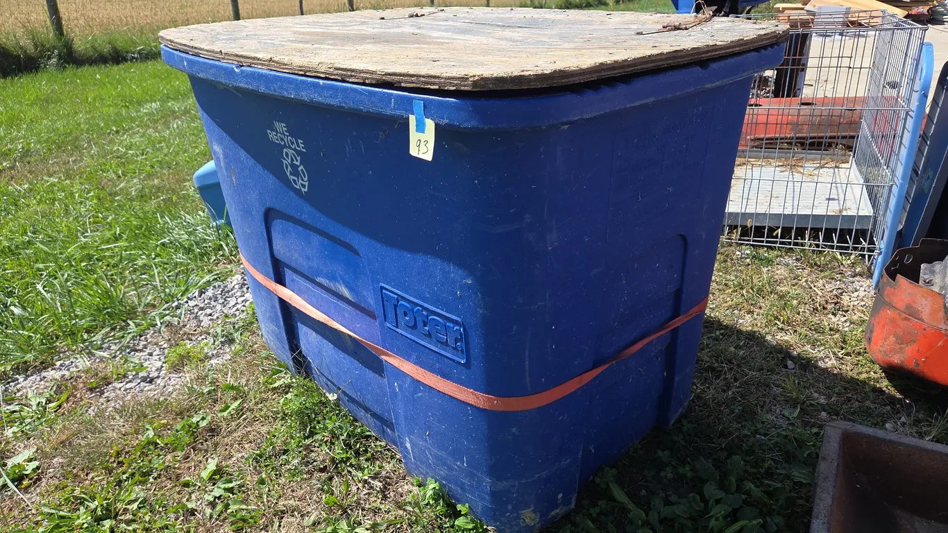 Large plastic toter brand storage tote