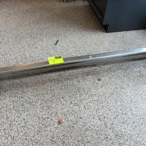 Stainless steel cart bumper rails. Features durable stainless steel construction with floor-mounting anchor brackets designed to protect walls and fix