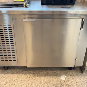 EMI Industries R-BPT-10-CC single-door reach-in cooler. Features stainless steel construction, single solid door, 1 interior wire shelf, exterior temp