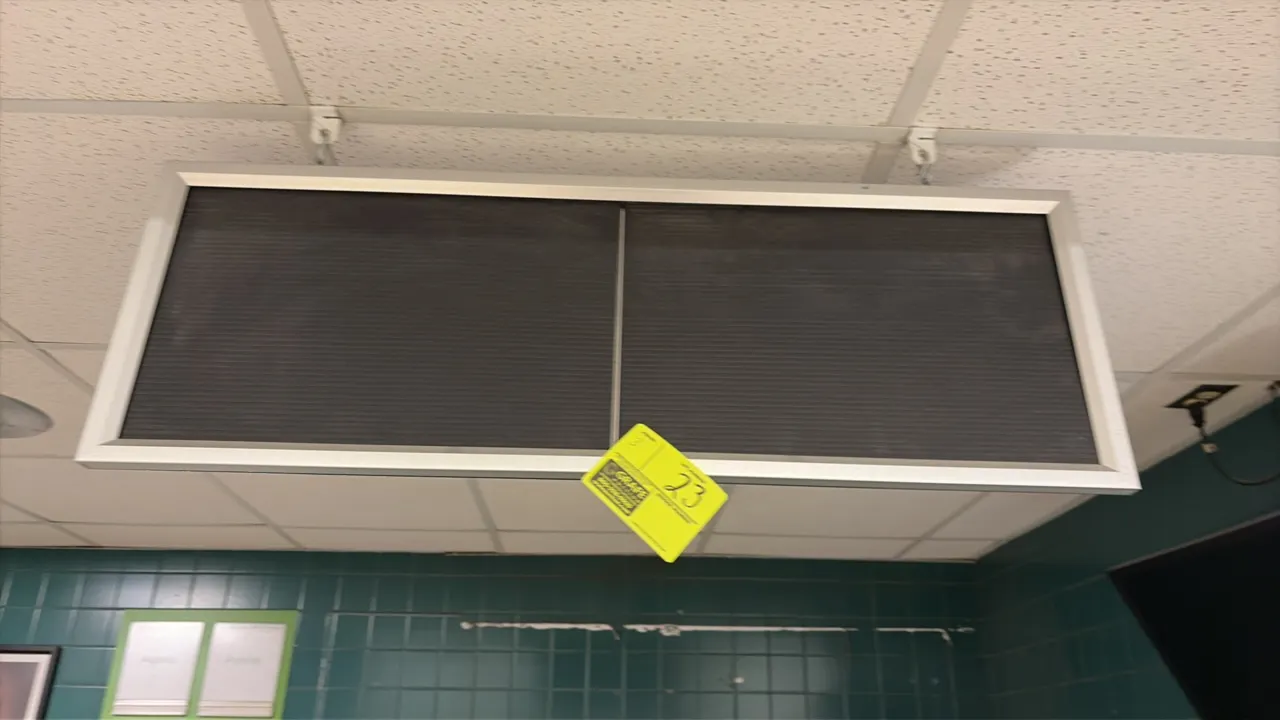 Hanging signs. Features aluminum frames with dual grooved black letter board insert panels. 2'L. Includes ceiling grid suspension hardware.
