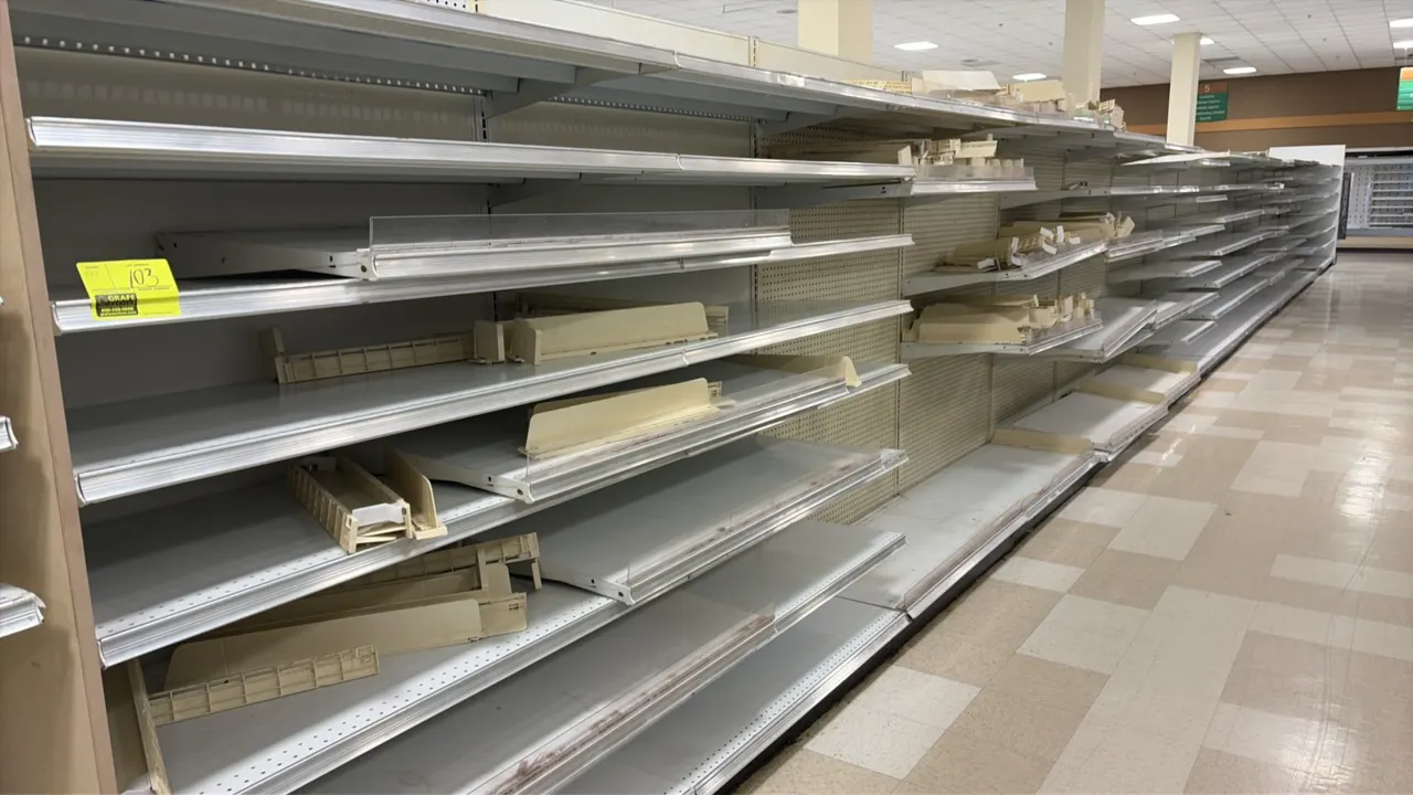 144'L of Madix gondola shelving. 72" to 76"H uprights with 22"D base shelves. Features pegboard backing, adjustable upper shelves, shelf dividers, and