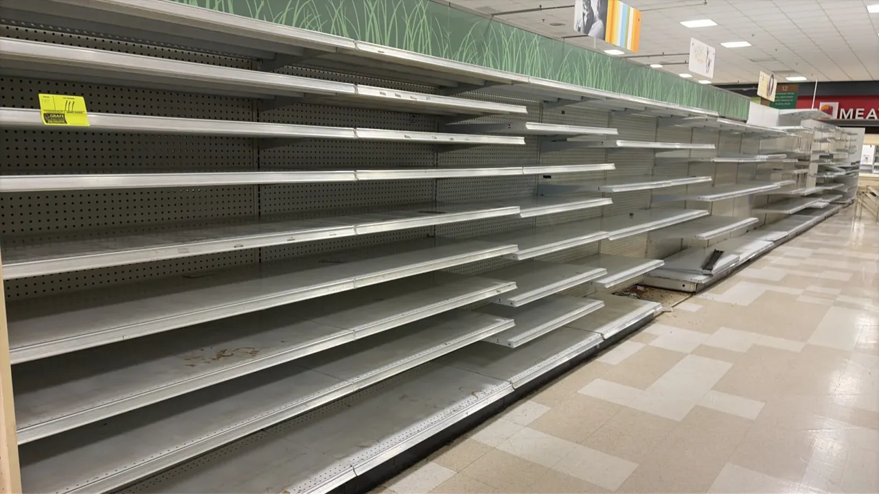 144'L of Madix gondola shelving. 72"H uprights with 22"D base shelves. Features pegboard backing, adjustable upper shelves, and price tag channels. No