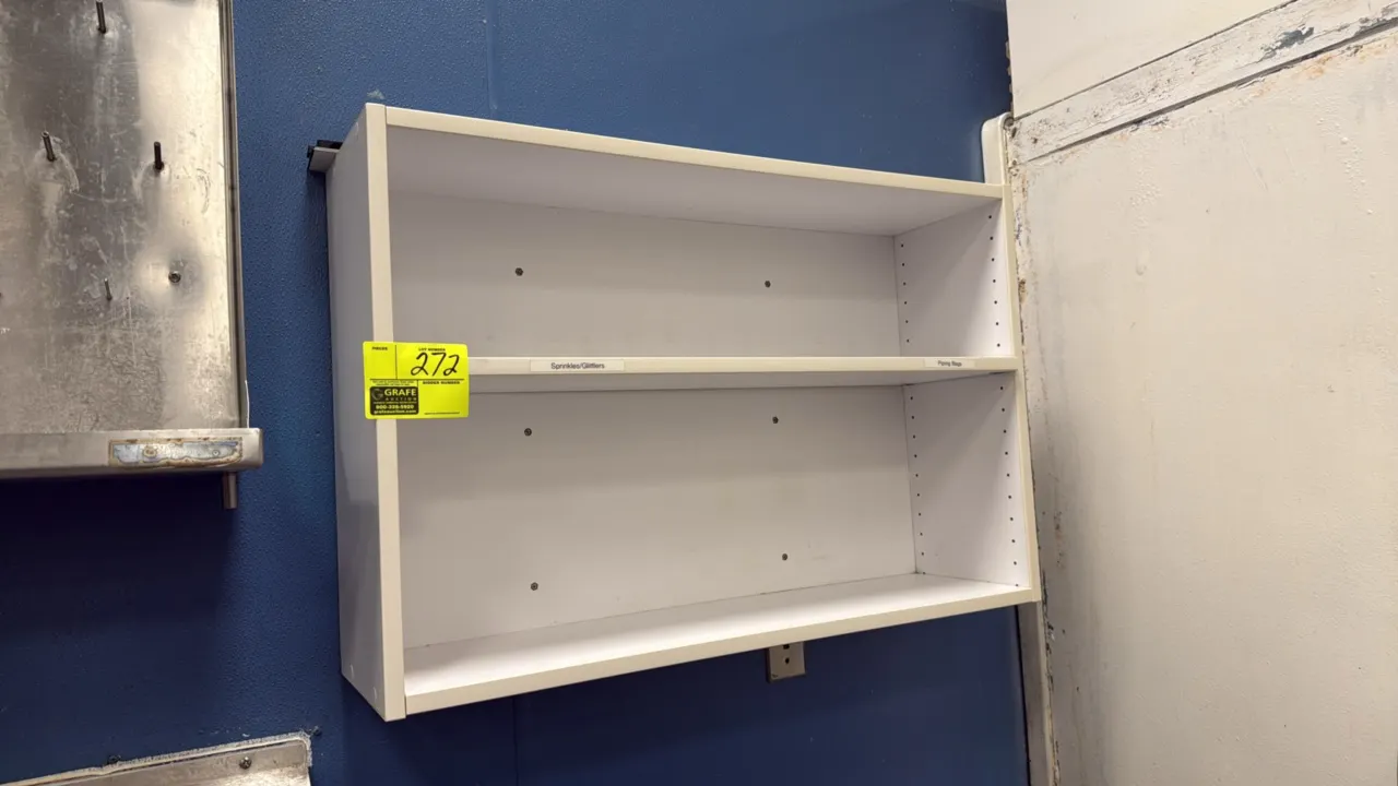 Laminate wall-mount open cabinet. Features white laminate construction and one adjustable shelf. 3'L. Designed for wall mounting.