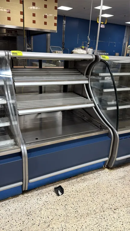 Structural Concepts Encore Series HV38.3718 dry bakery display case, S/N: 0189100 GR268158. Features an open-front self-serve design, rear sliding gla