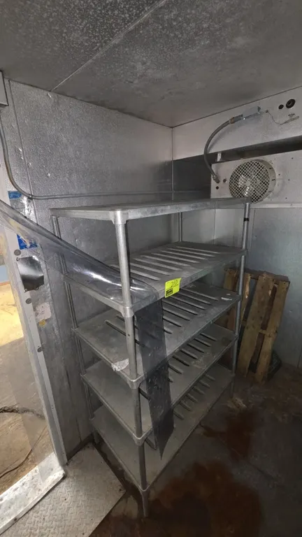 Galvanized 5-tier shelving rack. Features slotted louvered shelves. Dimensions: 3'8"L x 2'W x 6'H.