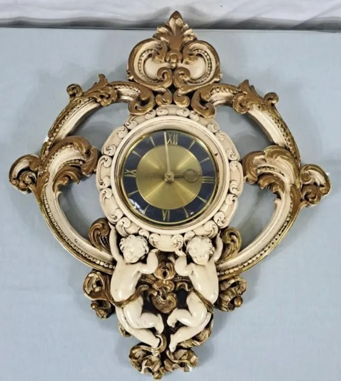 Vintage Italia Ornate Cherub Wall Clock