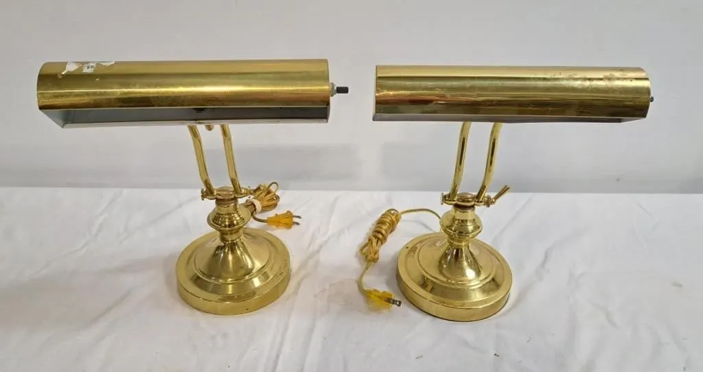 Pair of vintage adjustable brass piano or