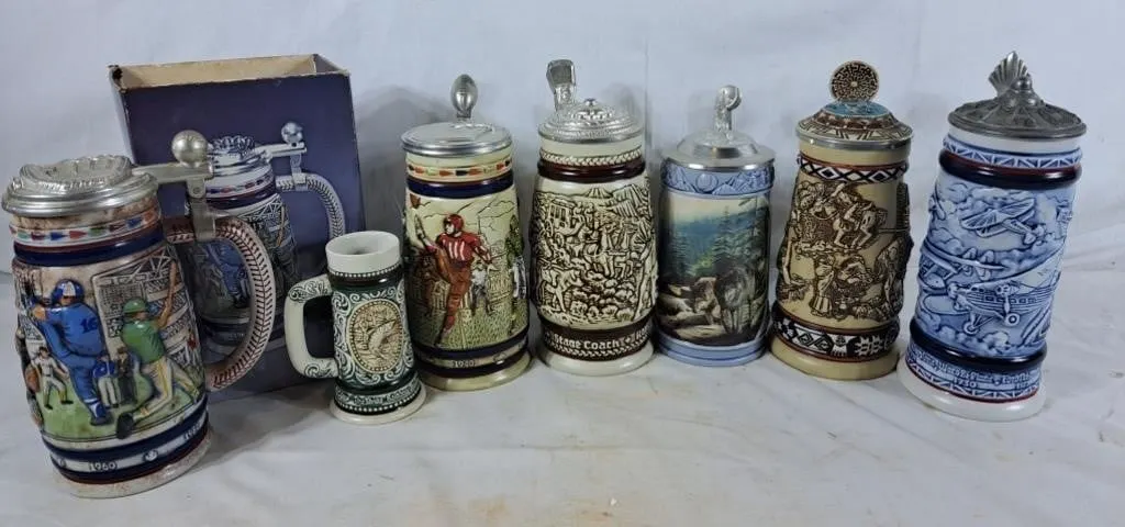 Variety of Vintage Ceramic Steins