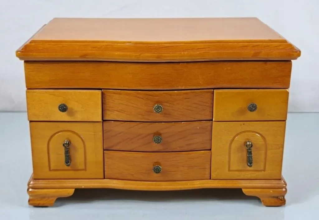 Honey Coloured Wood Jewelry Box