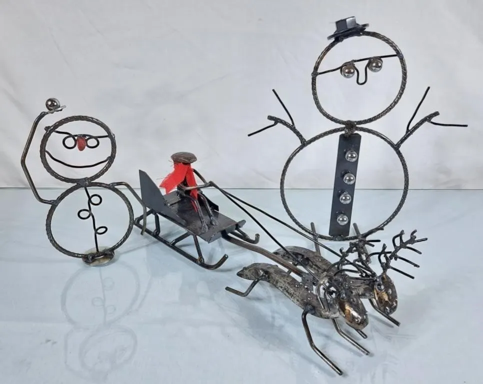 Railroad & Metal Folk Art Figures - Snowmen &