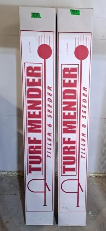 Pair of turf mender tiller and seeder new in box