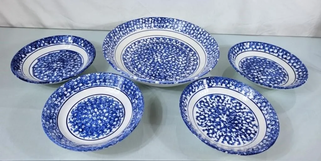 Cobalt Blue & White Pasta Bowl Set