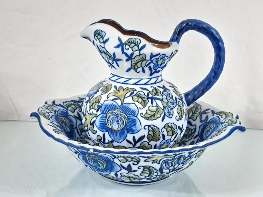 Beautiful Matte Finish Floral Pottery Pitcher &
