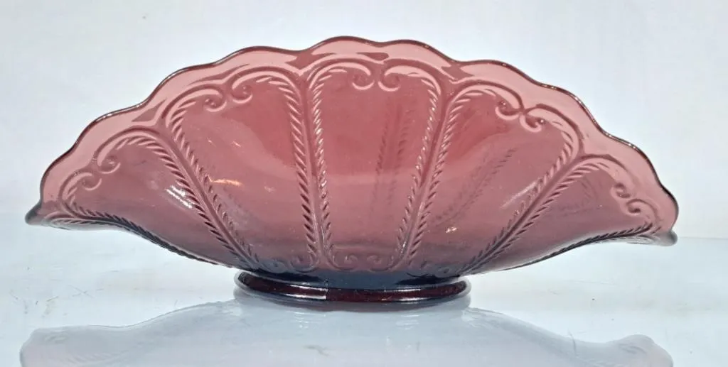 Lovely Vintage Amethyst Glass Scalloped Edge Dish