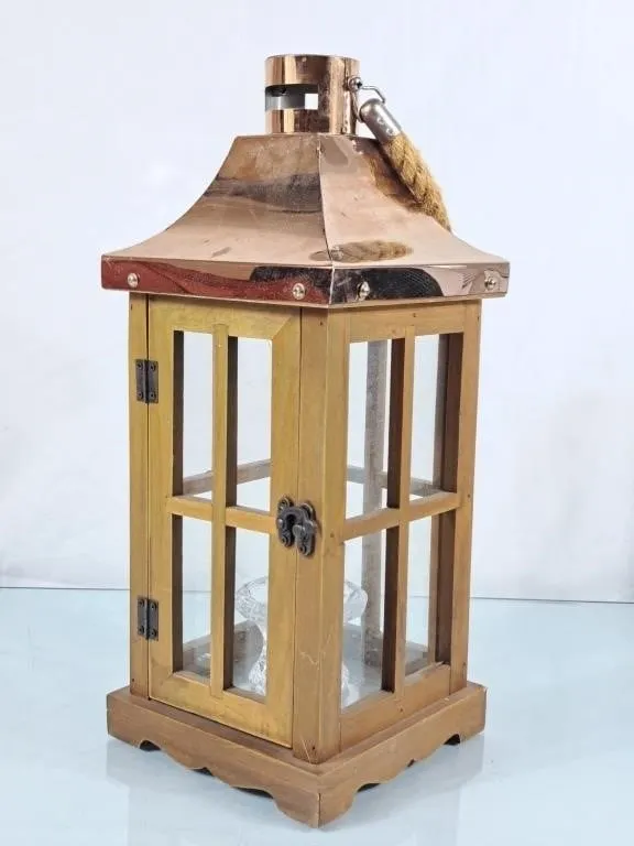 Copper Topped Lantern - 16"H
