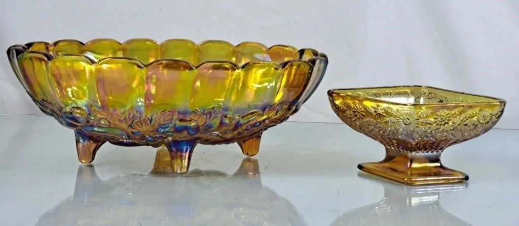 Carnival Glass Pedestal Bowls
