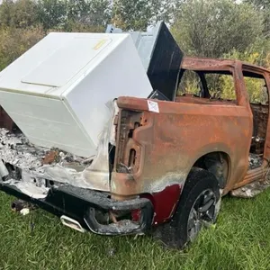 Salvage Vehicle - Burnt Out Ford Truck. #LOC: OK
