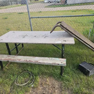 Wooden Picnic Table with Steel Frame
 UNRESERVED