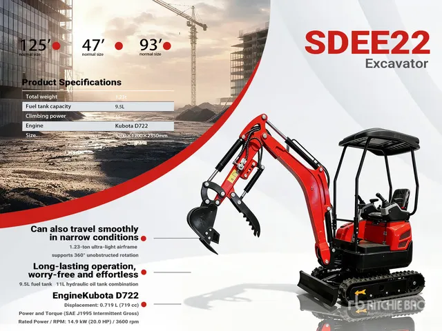 2026 SDEE22-RED Kubota Diesel Mini Excavator (Unused)