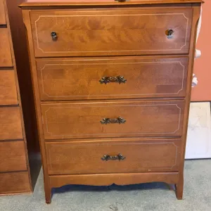 Four Drawer Solid Wood Dresser with Brass Hardware, 42"H x 32"W