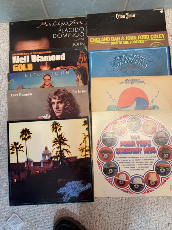 9 Classic Rock and Pop Vinyl Records Including Elton John and Eagles
