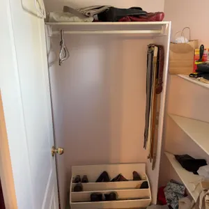 Closet Lot with Shoes, Belts, Purses, Slippers, Bags, Scale, and Accessories