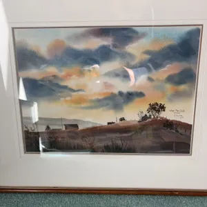 K. Haynes 1981 Watercolour "When the Cock Crows" Framed Landscape Art 19x15 Inches