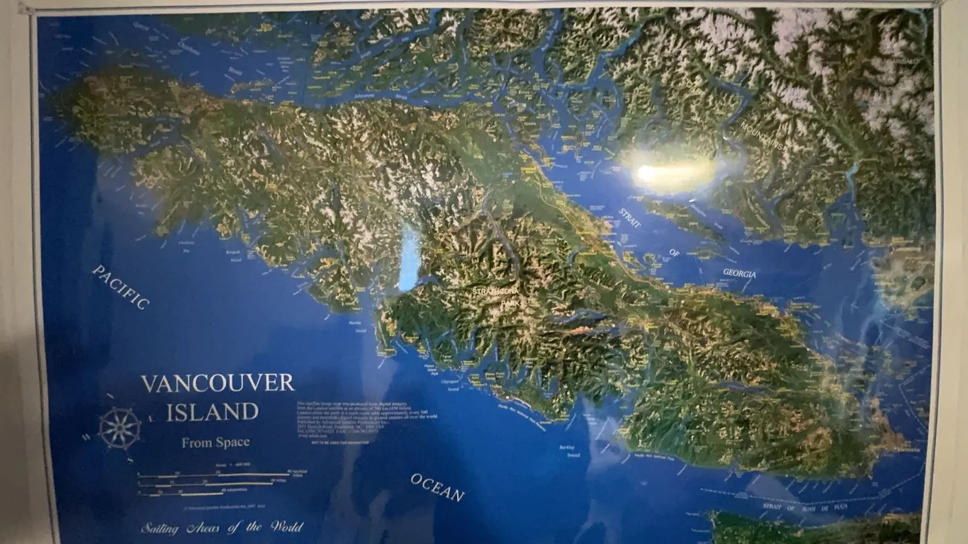 Vancouver Island From Space Map Poster, Approx. 36x24 Inches