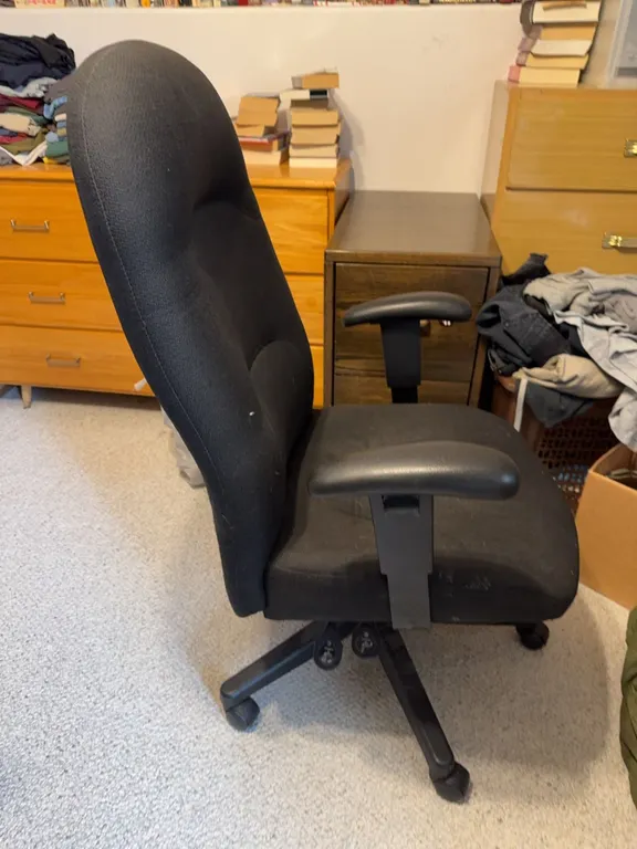 Black Fabric Ergonomic Swivel Office Chair With Armrests and High Back
