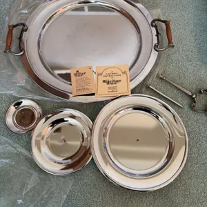 Heritage House by Kromex Chrome Servingware Set with Handles and Tidbit Tray Parts