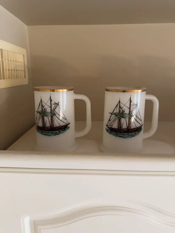 Decorative Beer Steins and Mugs Including Ship Motif and Old Vienna Stein