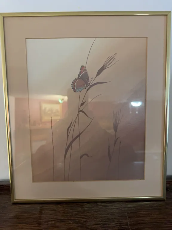 Butterfly and Grasses Framed Prints Signed by Artist